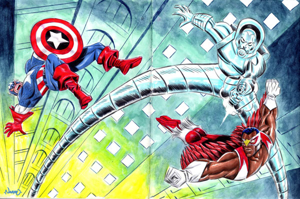 Drawing of superheros by Rafael Navarro