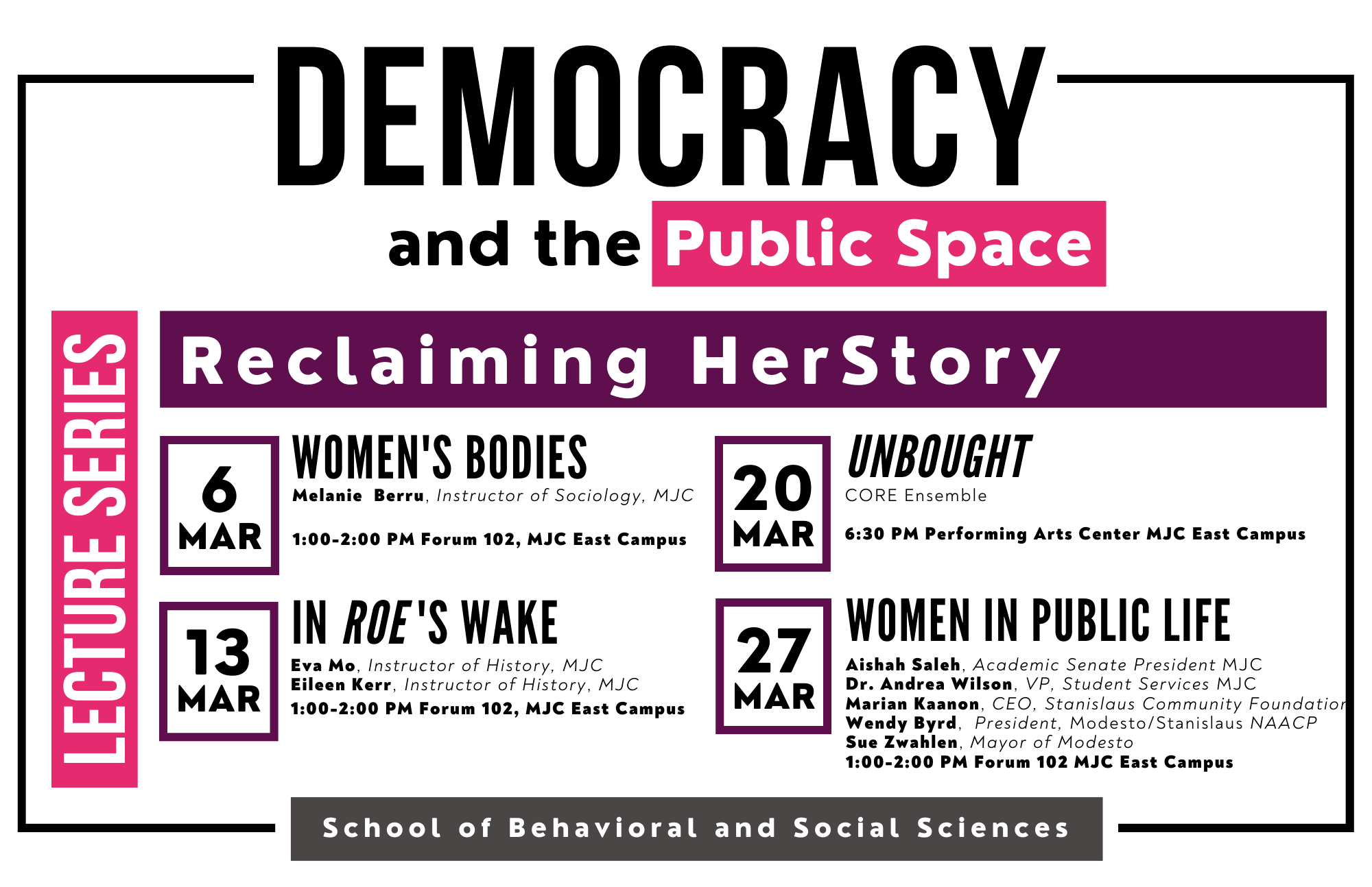 BSS Democracy and the Public Space Reclaiming HerStory Flyer