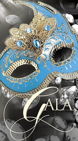 A blue mask covered with jewels